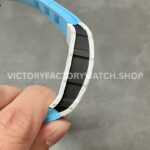 BBR Factory Richard Mille 42mm RM35-01 White Carbon Fiber Light Blue Canvas Strap White Ske (3) BBR Factory Richard Mille RM 35-01 42mm White Carbon Fiber Light Blue Rubber Strap White Skeletonized Dial