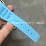 BBR Factory Richard Mille 42mm RM35-01 White Carbon Fiber Light Blue Canvas Strap White Ske (5) BBR Factory Richard Mille RM 35-01 42mm White Carbon Fiber Light Blue Rubber Strap White Skeletonized Dial