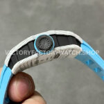 BBR Factory Richard Mille 42mm RM35-01 White Carbon Fiber Light Blue Canvas Strap White Skele (1) BBR Factory Richard Mille RM 35-01 42mm White Carbon Fiber Light Blue Rubber Strap White Skeletonized Dial