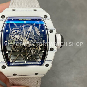 BBR Factory Richard Mille RM 35-01 white carbon fiber white canvas strap white skeletonized dial