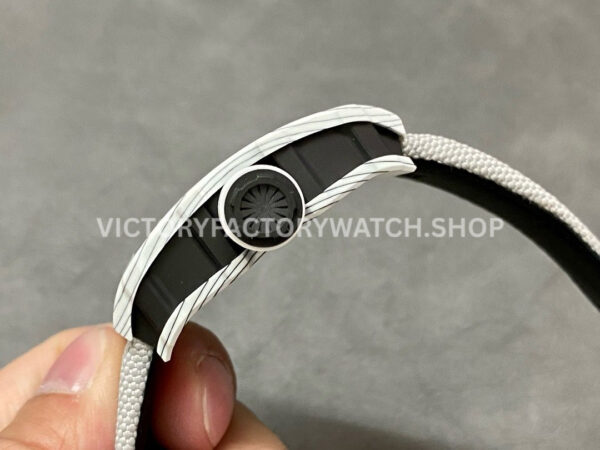 BBR Factory Richard Mille 42mm RM35-01 White Carbon Fiber White Canvas Strap White Skeletonized (4) BBR Factory Richard Mille RM 35-01 42mm White Carbon Fiber White Canvas Strap White Skeletonized