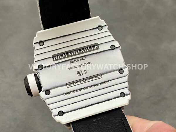 BBR Factory Richard Mille 42mm RM35-01 White Carbon Fiber White Canvas Strap White Skeletonized (6) BBR Factory Richard Mille RM 35-01 42mm White Carbon Fiber White Canvas Strap White Skeletonized