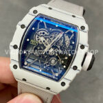 BBR Factory Richard Mille 42mm RM35-01 White Carbon Fiber White Canvas Strap White Skeletonized (9) BBR Factory Richard Mille RM 35-01 42mm White Carbon Fiber White Canvas Strap White Skeletonized
