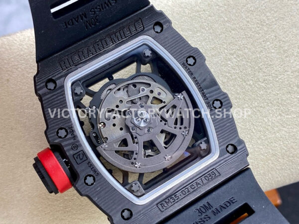 BBR Factory Richard Mille 44.5mm RM35-02 Black Carbon Fiber Black Rubber Strap Black Skeletoni (3) BBR Factory Richard Mille RM 35-02 44.5mm Black Carbon Fiber Black Rubber Strap Black Skeletonized Dial