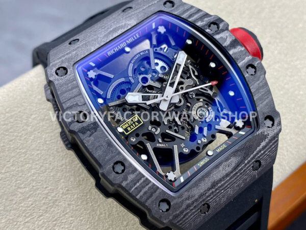 BBR Factory Richard Mille 44.5mm RM35-02 Black Carbon Fiber Black Rubber Strap Black Skeletoni (5) BBR Factory Richard Mille RM 35-02 44.5mm Black Carbon Fiber Black Rubber Strap Black Skeletonized Dial