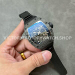 BBR Factory Richard Mille RM 055 43mm Black Carbon Fiber Black Rubber Strap Black Skeletonized Dial