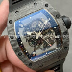 BBR Factory Richard Mille RM 055 43mm Black Carbon Fiber Black Rubber Strap Black Skeletonized Dial