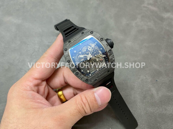 BBR Factory Richard Mille RM 055 43mm Black Carbon Fiber Black Rubber Strap Black Skeletonized Dial