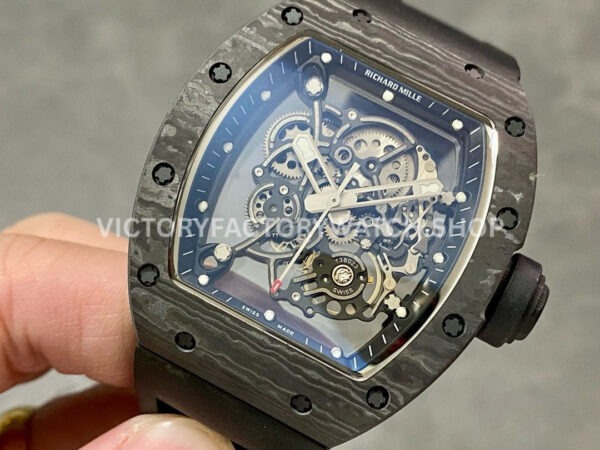 BBR Factory Richard Mille RM 055 43mm Black Carbon Fiber Black Rubber Strap Black Skeletonized Dial