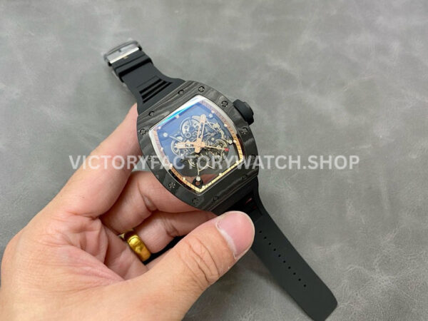 BBR Factory Richard Mille RM 055 43mm Black Carbon Fiber Black Rubber Strap Rose Gold Ske (7) BBR Factory Richard Mille RM 055 43mm Black Carbon Fiber Black Rubber Strap Rose Gold Skeletonized Dial