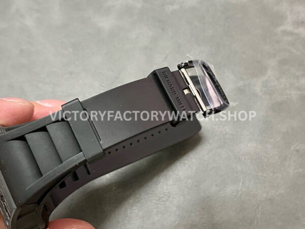 BBR Factory Richard Mille RM 055 43mm Black Carbon Fiber Black Rubber Strap White Skeletonized Dial