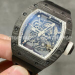 BBR Factory Richard Mille RM 055 43mm Black Carbon Fiber Black Rubber Strap White Skeletonized Dial