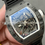 BBR Factory Richard Mille RM 055 43mm Black Carbon Fiber Black Rubber Strap White Skeletonized Dial