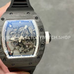 BBR Factory Richard Mille RM 055 black carbon fiber black rubber strap white skeletonized dial