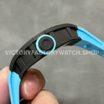 BBR Factory Richard Mille RM 055 43mm Black Carbon Fiber Light Blue Rubber Strap Li (5) BBR Factory Richard Mille RM 055 43mm Black Carbon Fiber Light Blue Rubber Strap Light Blue Skeletonized Dial