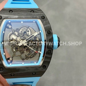 BBR Factory Richard Mille RM 055 black carbon fiber light blue rubber strap light blue skeletonized dial