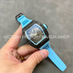 BBR Factory Richard Mille RM 055 43mm Black Carbon Fiber Light Blue Rubber Strap Li (8) BBR Factory Richard Mille RM 055 43mm Black Carbon Fiber Light Blue Rubber Strap Light Blue Skeletonized Dial