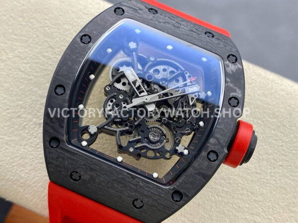 BBR Factory Richard Mille RM 055 43mm Black Carbon Fiber Red Rubber Strap Black Skeletonized Di (6) BBR Factory Richard Mille RM 055 43mm Black Carbon Fiber Red Rubber Strap Black Skeletonized Dial