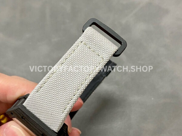BBR Factory Richard Mille RM 055 43mm Black Carbon Fiber White Canvas Strap Silver Skeletoni (4) BBR Factory Richard Mille RM 055 43mm Black Carbon Fiber White Canvas Strap Silver Skeletonized Dial