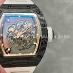 BBR Factory Richard Mille RM 055 black carbon fiber white rubber strap rose gold skeletonized dial