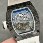 BBR Factory Richard Mille RM 055 43mm Black Carbon Fiber White Rubber Strap White Skeletonized Dial