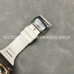 BBR Factory Richard Mille RM 055 43mm Black Carbon Fiber White Rubber Strap Rose Gold Skeletonized Dial