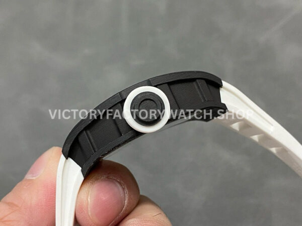 BBR Factory Richard Mille RM 055 43mm Black Carbon Fiber White Rubber Strap Rose Gold Skeletonized Dial