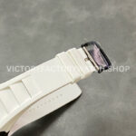 BBR Factory Richard Mille RM 055 43mm Black Carbon Fiber White Rubber Strap White Skeletonized Dial