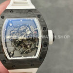 BBR Factory Richard Mille RM 055 black carbon fiber white rubber strap white skeletonized dial