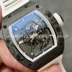 BBR Factory Richard Mille RM 055 43mm Black Carbon Fiber White Rubber Strap White Skeletonized Dial