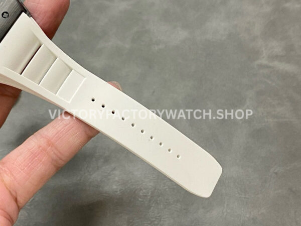 BBR Factory Richard Mille RM 055 43mm Black Carbon Fiber White Rubber Strap White Skeletonized Dial