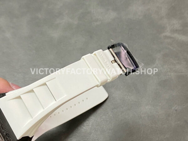 BBR Factory Richard Mille RM 055 43mm Black Carbon Fiber White Rubber Strap White Skeletonized Dial