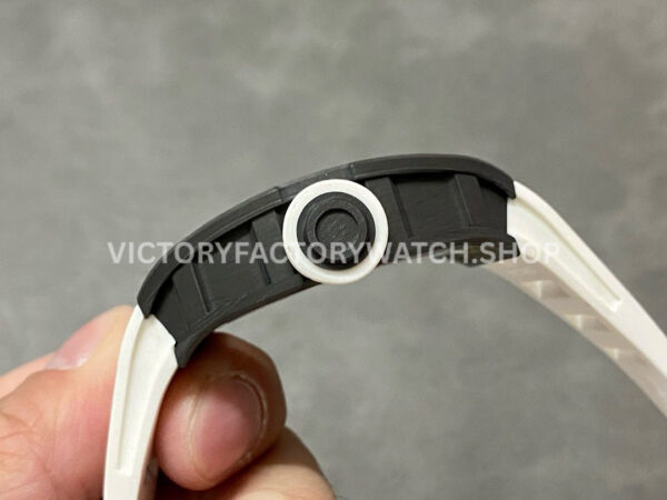 BBR Factory Richard Mille RM 055 43mm Black Carbon Fiber White Rubber Strap White Skeletonized Dial