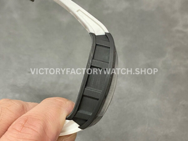 BBR Factory Richard Mille RM 055 43mm Black Carbon Fiber White Rubber Strap White Skeletonized Dial