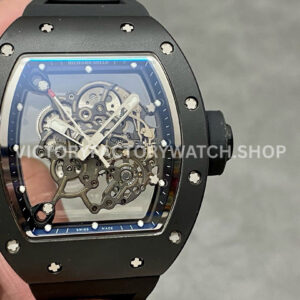 BBR Factory Richard Mille RM 055 black ceramic black rubber strap black skeletonized dial