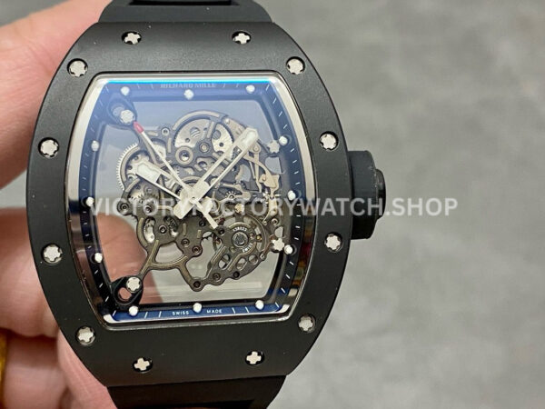 BBR Factory Richard Mille RM 055 black ceramic black rubber strap black skeletonized dial