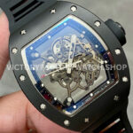 BBR Factory Richard Mille RM 055 43mm Black Ceramics Black Rubber Strap Black Skeletonized Dial