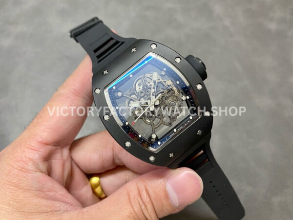 BBR Factory Richard Mille RM 055 43mm Black Ceramics Black Rubber Strap Black Skeletonized Dial