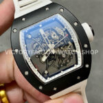 BBR Factory Richard Mille RM 055 43mm Black Ceramics White Rubber Strap White Skeletonized Dial ( BBR Factory Richard Mille RM 055 43mm Black Ceramics White Rubber Strap White Skeletonized Dial