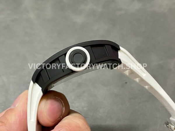 BBR Factory Richard Mille RM 055 43mm Black Ceramics White Rubber Strap White Skeletonized Dial ( (5) BBR Factory Richard Mille RM 055 43mm Black Ceramics White Rubber Strap White Skeletonized Dial