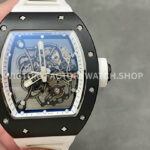 BBR Factory Richard Mille RM 055 43mm Black Ceramics White Rubber Strap White Skeletonized Dial ( (7) BBR Factory Richard Mille RM 055 black ceramic white rubber strap white skeletonized dial