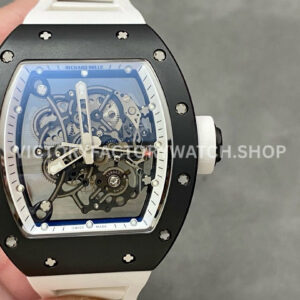 BBR Factory Richard Mille RM 055 black ceramic white rubber strap white skeletonized dial