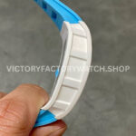 BBR Factory Richard Mille RM 055 43mm White Ceramics Light Blue Rubber Strap Light Blue Skeletonized Dial