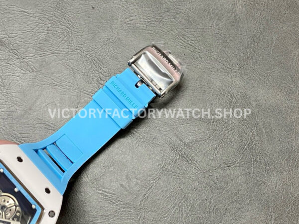 BBR Factory Richard Mille RM 055 43mm White Ceramics Light Blue Rubber Strap Light Blue Skeletonized Dial