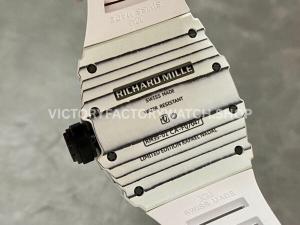 BBR Factory Richard Mille RM 35-01 42mm White Carbon Fiber White Rubber Strap White Skeletonized Dial (6) BBR Factory Richard Mille RM 35-01 42mm White Carbon Fiber White Rubber Strap White Skeletonized Dial