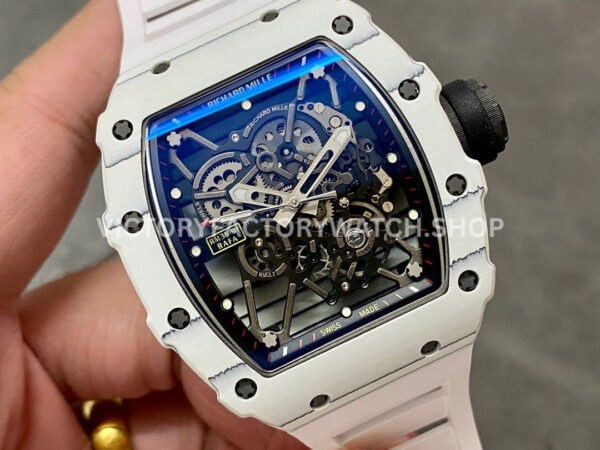 BBR Factory Richard Mille RM 35-01 42mm White Carbon Fiber White Rubber Strap White Skeletonized Dial (7) BBR Factory Richard Mille RM 35-01 42mm White Carbon Fiber White Rubber Strap White Skeletonized Dial