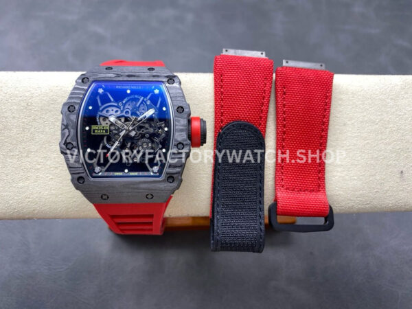 BBR Factory Richard Mille RM 35-01 Rafael Nadal 44.5mm Carbon Fiber Rubber Strap Skeletonized (4) BBR Factory Richard Mille Rafael Nadal RM 35-01 42mm Carbon Fiber Rubber Strap Skeletonized Dial