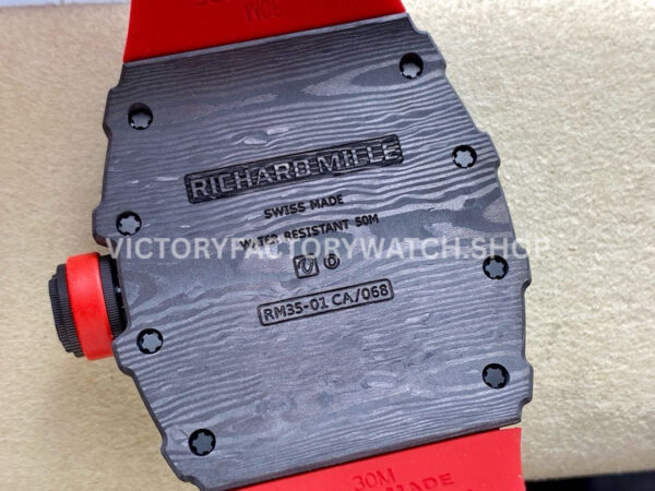 BBR Factory Richard Mille RM 35-01 Rafael Nadal 44.5mm Carbon Fiber Rubber Strap Skeletonized (5) BBR Factory Richard Mille Rafael Nadal RM 35-01 42mm Carbon Fiber Rubber Strap Skeletonized Dial