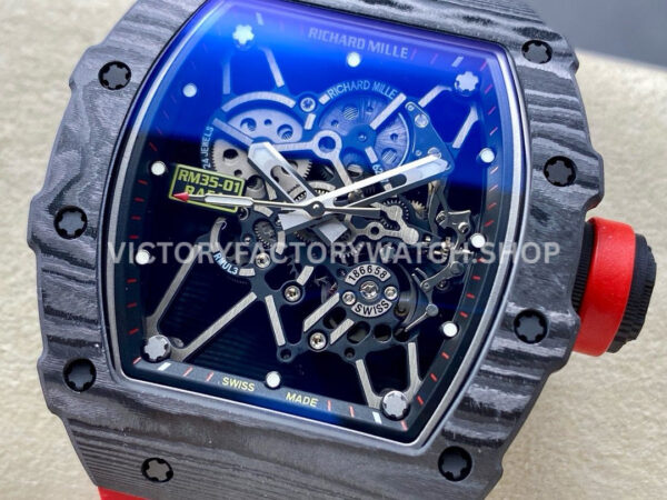 BBR Factory Richard Mille RM 35-01 Rafael Nadal 44.5mm Carbon Fiber Rubber Strap Skeletonized BBR Factory Richard Mille Rafael Nadal RM 35-01 42mm Carbon Fiber Rubber Strap Skeletonized Dial