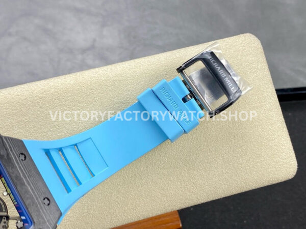 BBR Factory Richard Mille RM 35-02 44.5mm Black Carbon Fiber Light Blue Rubber Strap Bl (3) BBR Factory Richard Mille RM 35-02 44.5mm Black Carbon Fiber Light Blue Rubber Strap Black Skeletonized Dial